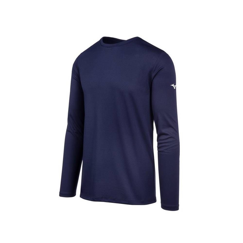 Maglietta Mizuno Long Sleeve Uomo - Blu Marino - 91678-MVUT